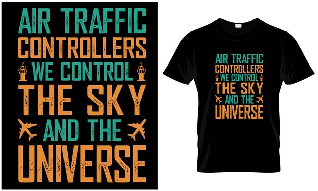 Diseño gráfico de la camiseta del controlador de tráfico aéreo