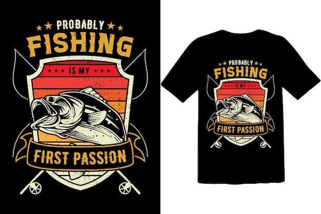 Diseño gráfico de camiseta de pesca de tipografía vintage