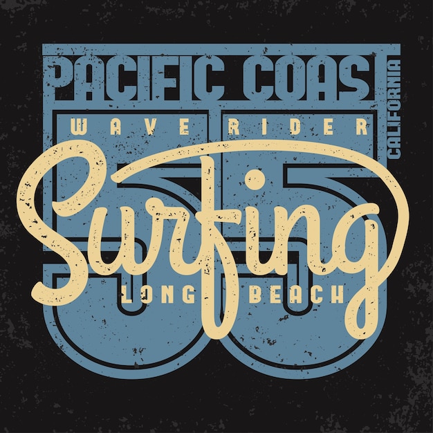 Vector diseño gráfico de camiseta de surf. sello de impresión de surf. los surfistas de california usan el emblema de la tipografía. diseño creativo.