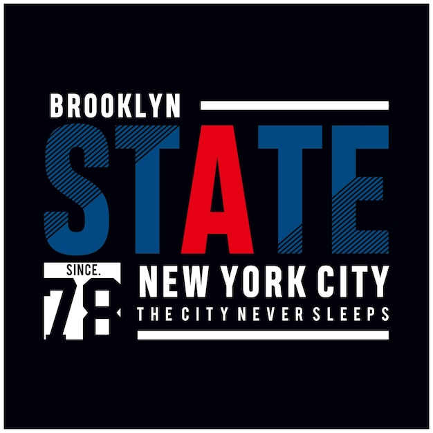 Diseño gráfico de camiseta de tipografía del estado de Brooklyn