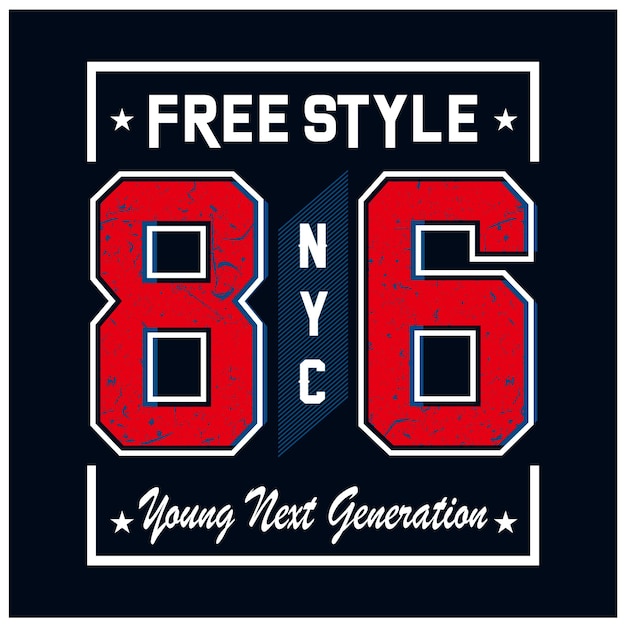 Diseño gráfico de camiseta de tipografía joven de próxima generación de la ciudad de nueva york
