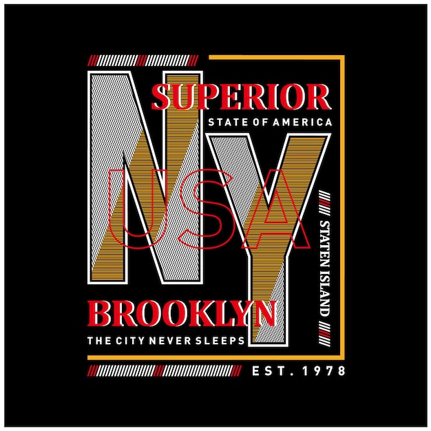 Diseño gráfico de camiseta de tipografía NY brooklyn