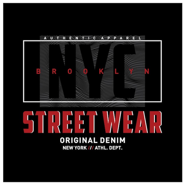 Diseño gráfico de camiseta de tipografía de ropa de calle de Brooklyn