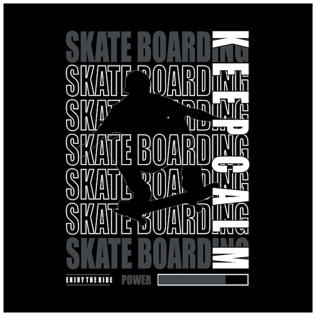 Diseño gráfico de camiseta de tipografía de skate