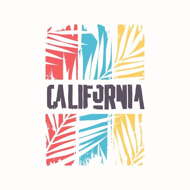 Diseño gráfico de camisetas sobre el tema de la ilustración de vector de california