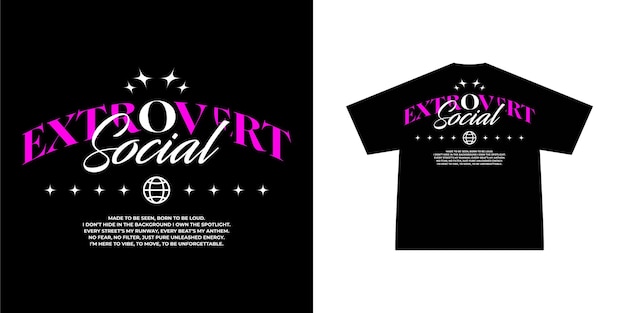 Diseño gráfico de camisetas sociales extrovertidas