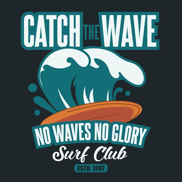 Diseño gráfico de camisetas de surf Vector