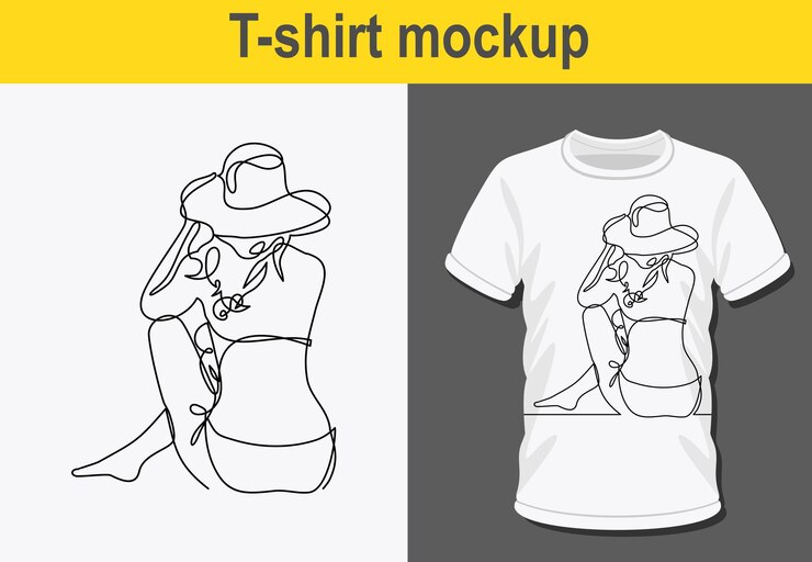 Vector diseño gráfico de camisetas, vista trasera de una hermosa joven esbelta. ella puso sus manos en su sombrero