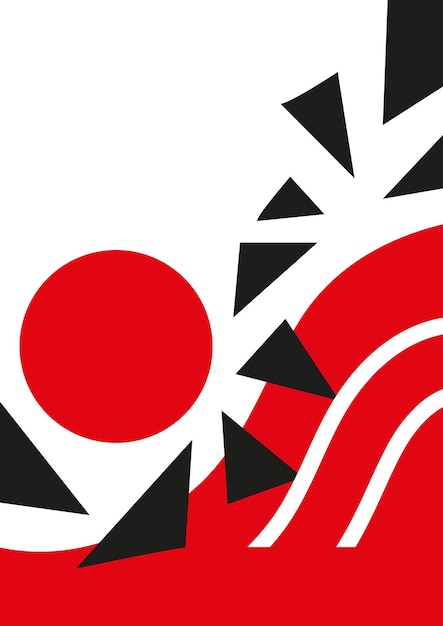 Diseño gráfico de carteles con formas geométricas simples Composición abstracta de formas geométrica sobre un fondo blanco Cartel de diseño plano en estilo retro futurista en tres colores Ilustración vectorial