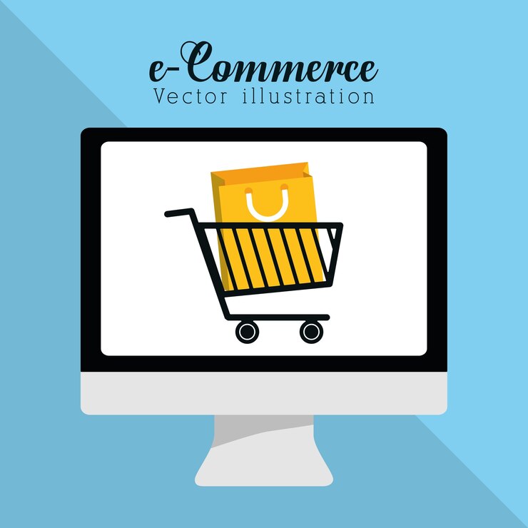 Vector diseño gráfico de compras y comercio electrónico