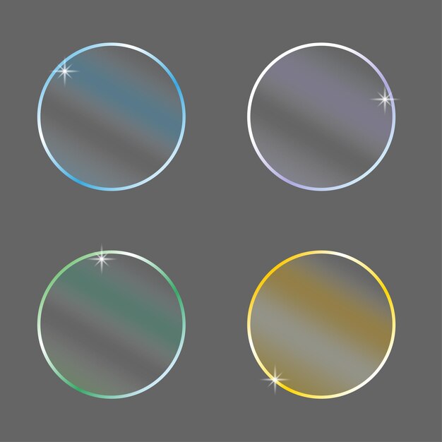 Diseño gráfico Conjunto de iconos 3d Color degradado Morfismo de vidrio realista Forma de plexiglás mate Ilustración vectorial