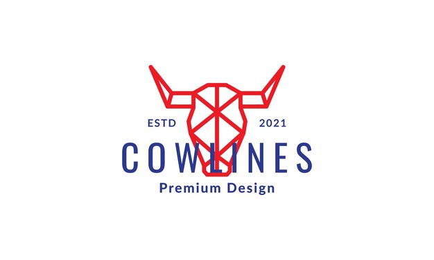 Diseño gráfico del ejemplo del icono del vector del símbolo del logotipo del mosaico de la cabeza de la vaca del vintage