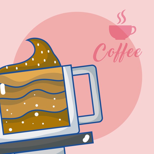 Diseño gráfico del ejemplo del vector del concepto de la taza de cristal del café