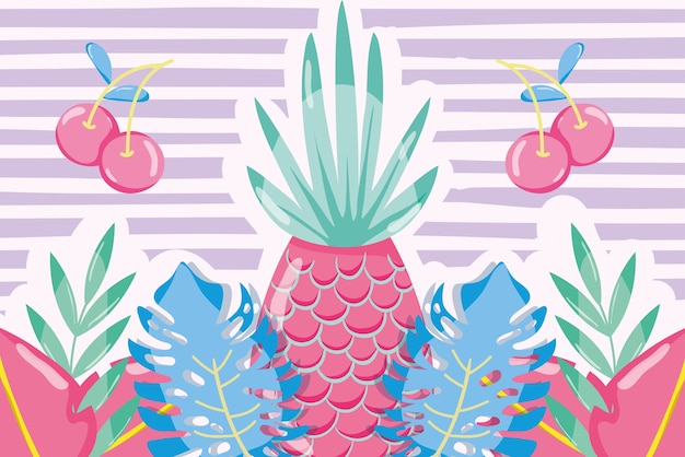 Diseño gráfico del ejemplo del vector de las frutas en colores pastel Punchy