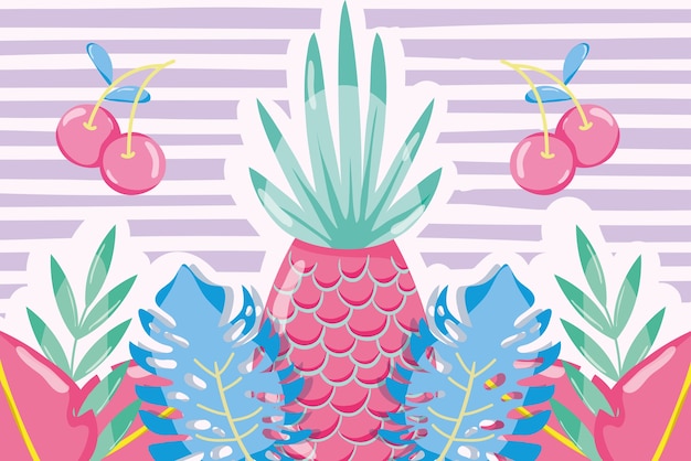 Vector diseño gráfico del ejemplo del vector de las frutas en colores pastel punchy