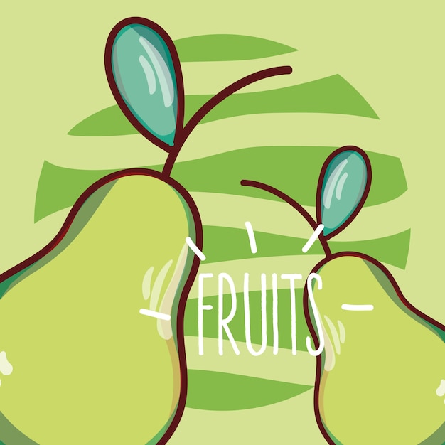 Vector diseño gráfico del ejemplo del vector de la historieta de las frutas de las peras