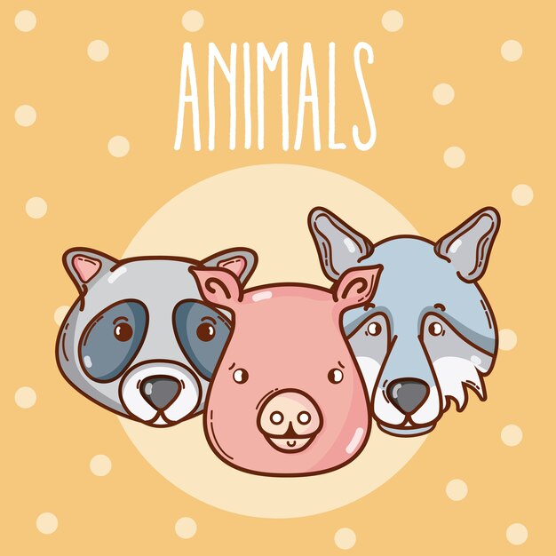 Diseño gráfico del ejemplo del vector de las historietas lindas de los animales salvajes