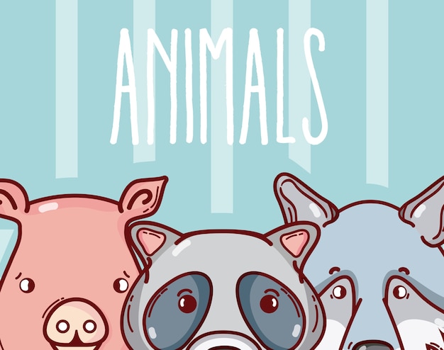 Diseño gráfico del ejemplo del vector de las historietas lindas de los animales salvajes