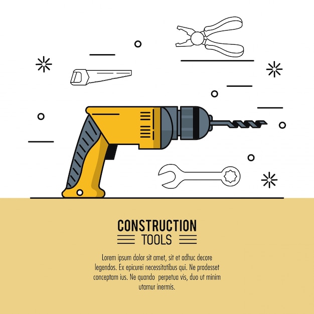 Diseño gráfico del ejemplo del vector del icono de la infografía de las herramientas de construcción