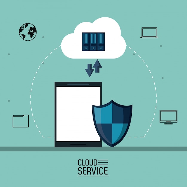 Diseño gráfico del ejemplo del vector del icono del servicio de computación en la nube