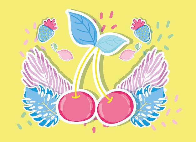 Diseño gráfico del ejemplo del vector de los pasteles de cereza