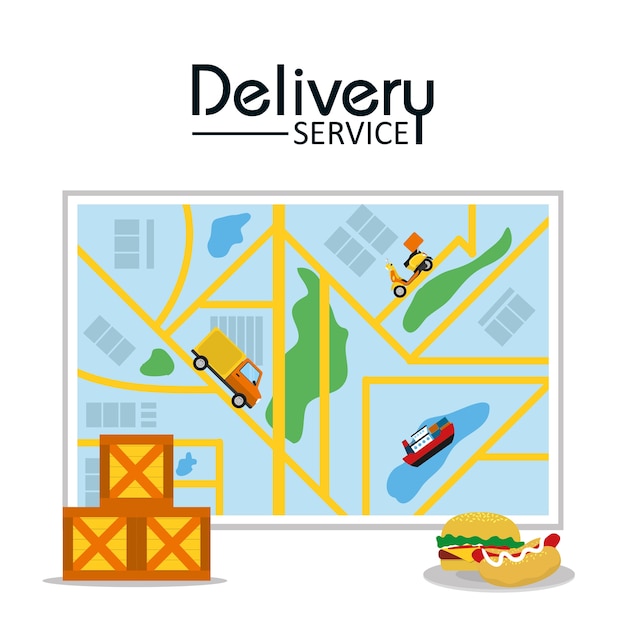 Diseño gráfico del ejemplo del vector del servicio de entrega de comida
