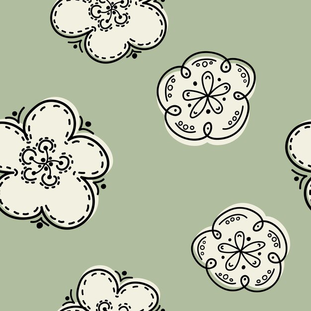 Vector diseño gráfico floral de garabateo patrón sin costuras flor minimalista abstracta con un hermoso fondo floral