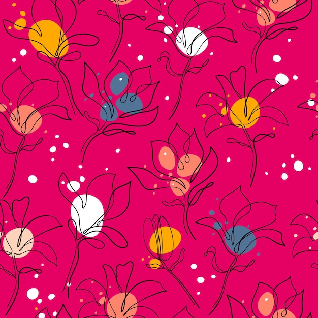 Diseño gráfico floral de garabateo patrón sin costuras flor minimalista abstracta con un hermoso fondo floral