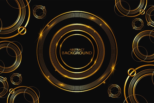 DISEÑO GRÁFICO DE FONDO DE FORMA CIRCULAR DE LUJO DORADO