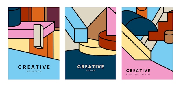 Diseño gráfico de geometría colorida creativa
