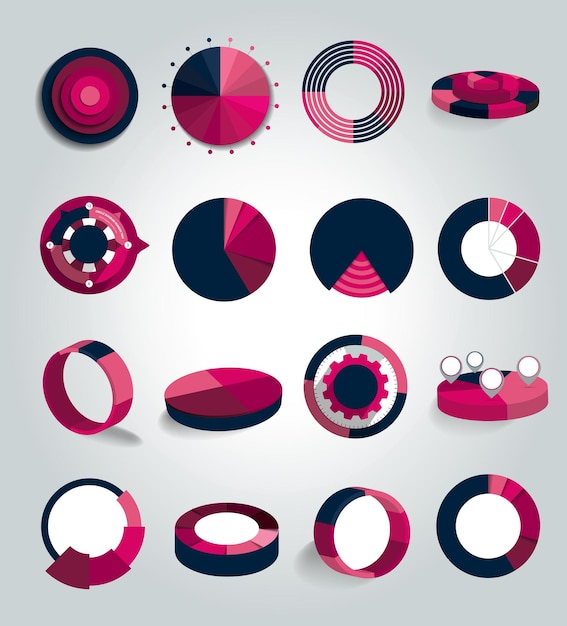 Vector diseño gráfico de gráfico circular elementos infográficos editables en color simple