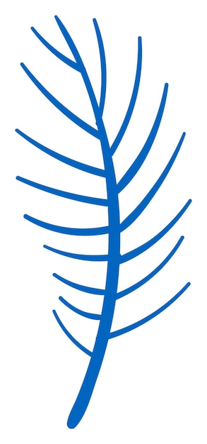 Diseño gráfico de hojas de palma abstractas azules con fondo blanco aislado Forma geométrica moderna