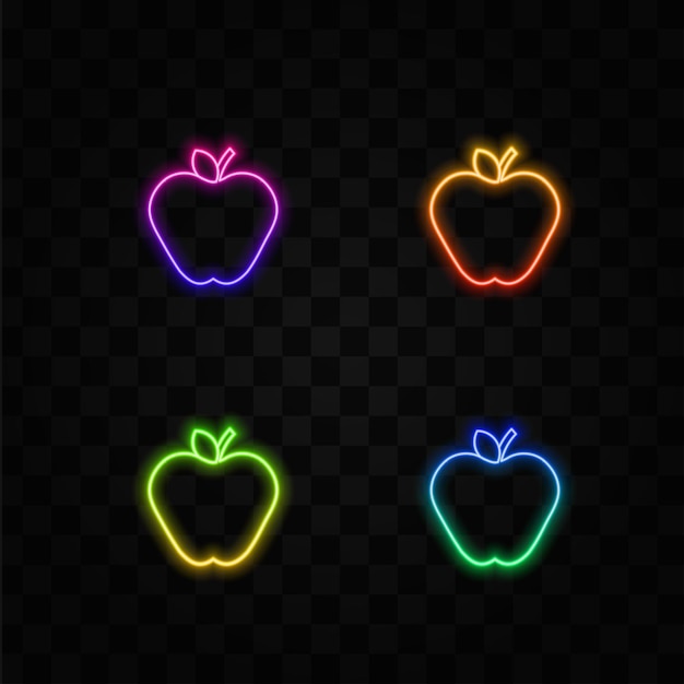 Diseño gráfico de icono plano de Apple en estilo neón