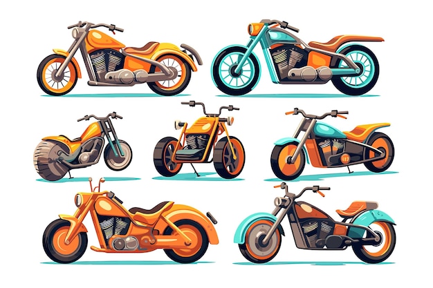 Diseño gráfico de imágenes prediseñadas de colección de vectores de motocicletas