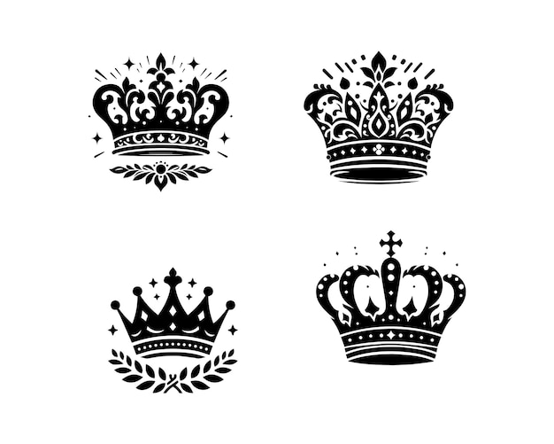 Vector diseño gráfico del logotipo del icono vectorial de la silueta de la corona