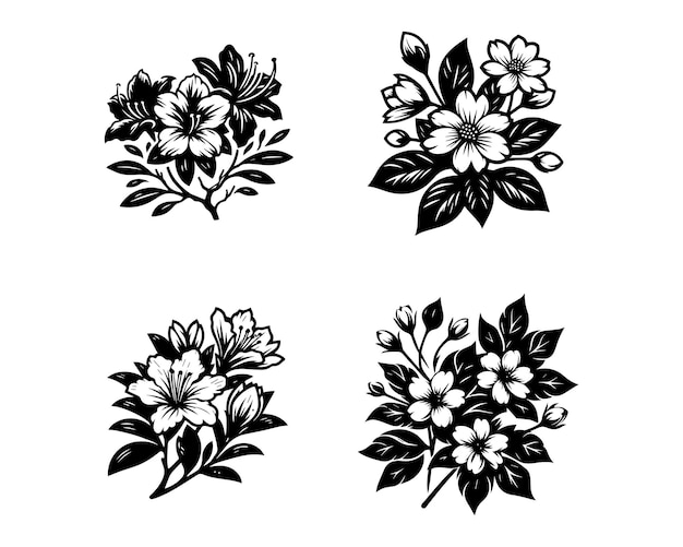 Vector diseño gráfico del logotipo del icono vectorial de la silueta de las flores de azalea