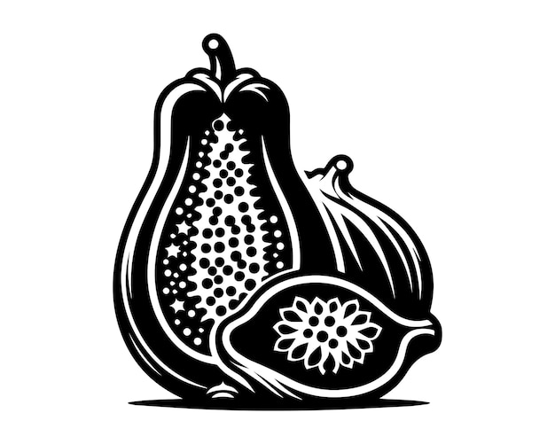 diseño gráfico del logotipo del icono vectorial de la silueta de la papaya