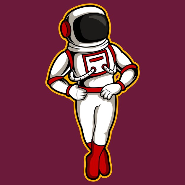 Diseño gráfico del logotipo de la mascota del astronauta