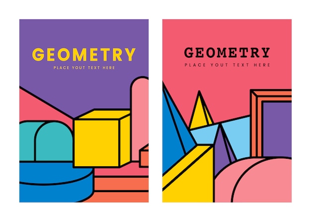 Diseño gráfico de maqueta de geometría colorida