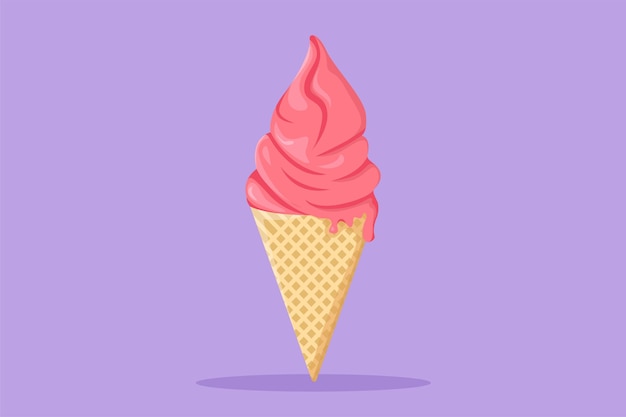 Diseño gráfico plano dibujo fresco delicioso cono de helado restaurante logo emblema Postre dulce helado café tienda logotipo plantilla icono para servicio de entrega de alimentos Ilustración de vector de estilo de dibujos animados