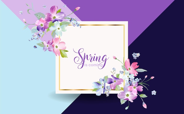 Diseño gráfico de primavera floral con flores de cornejo para moda, póster, camiseta, pancarta, tarjeta de felicitación, invitación
