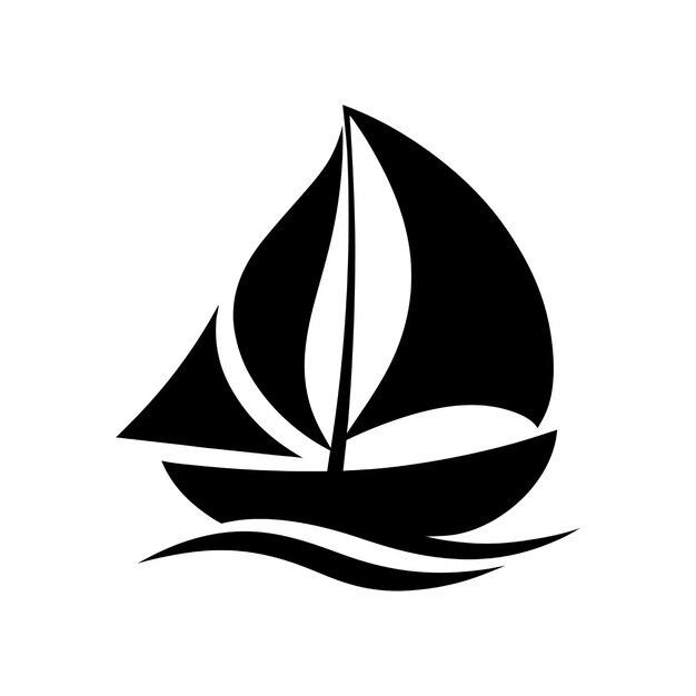 Diseño gráfico sencillo de velero en blanco y negro