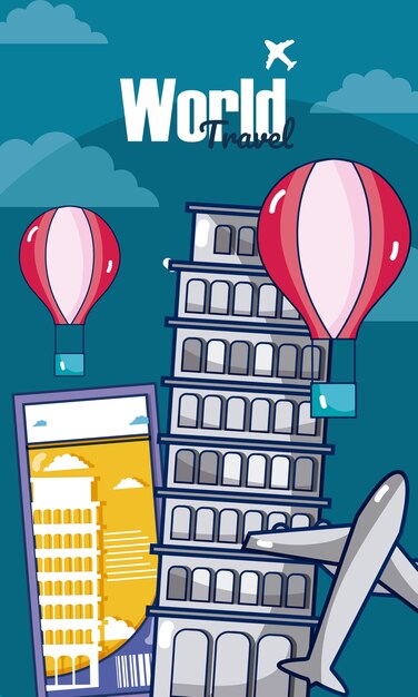 Diseño gráfico de la tarjeta de viaje mundial vector ilustración