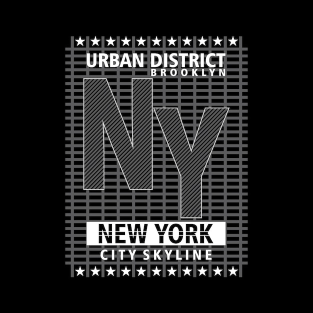 Diseño gráfico de la tipografía del eslogan urbano de brooklyn nueva york para la ilustración del vector de la camiseta impresa