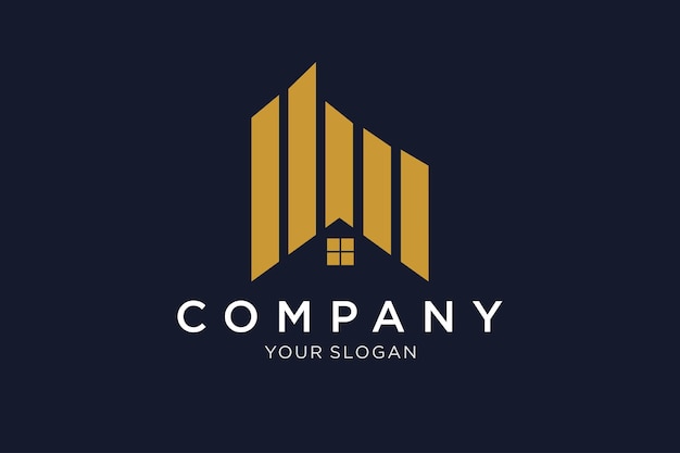 Diseño gráfico de vector de ilustración de logotipo de construcción en estilo de arte de línea