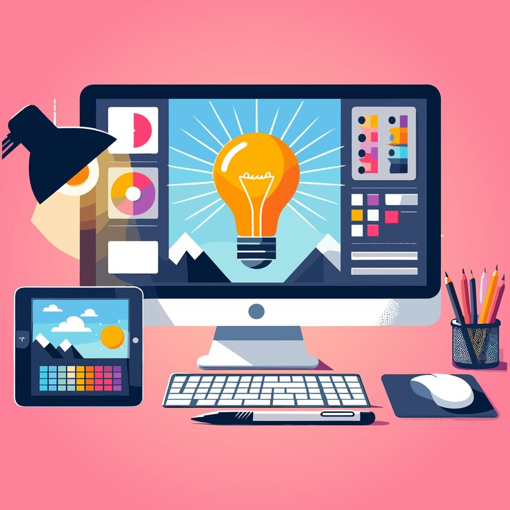 Vector diseño gráfico vectorial configuración de computadora