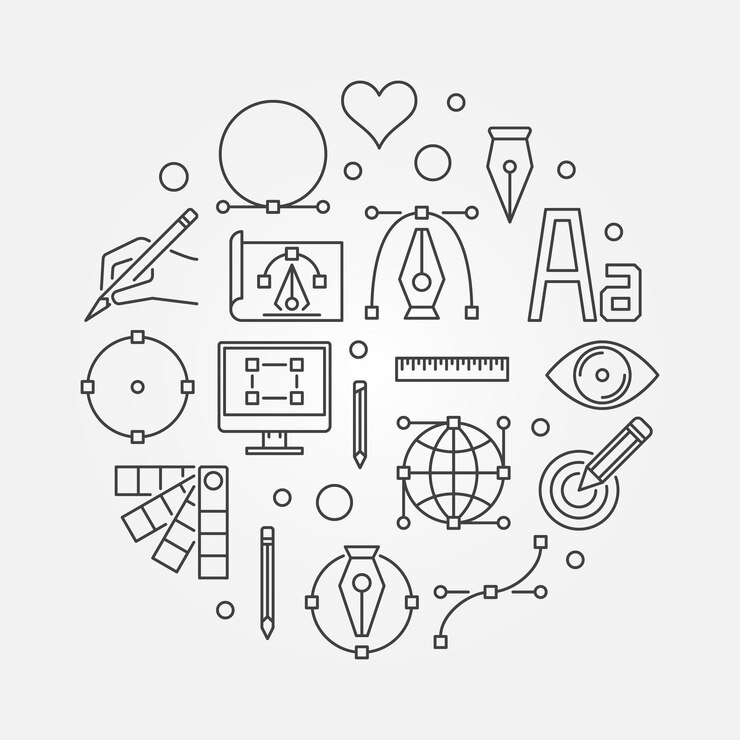 Vector diseño gráfico vectorial lineal redondo ilustración o banner