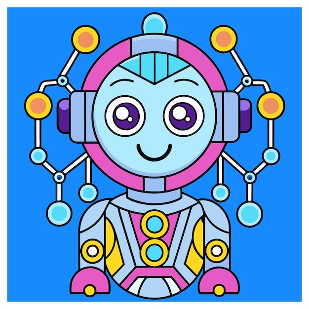 Diseño gráfico vectorial de robots de inteligencia artificial