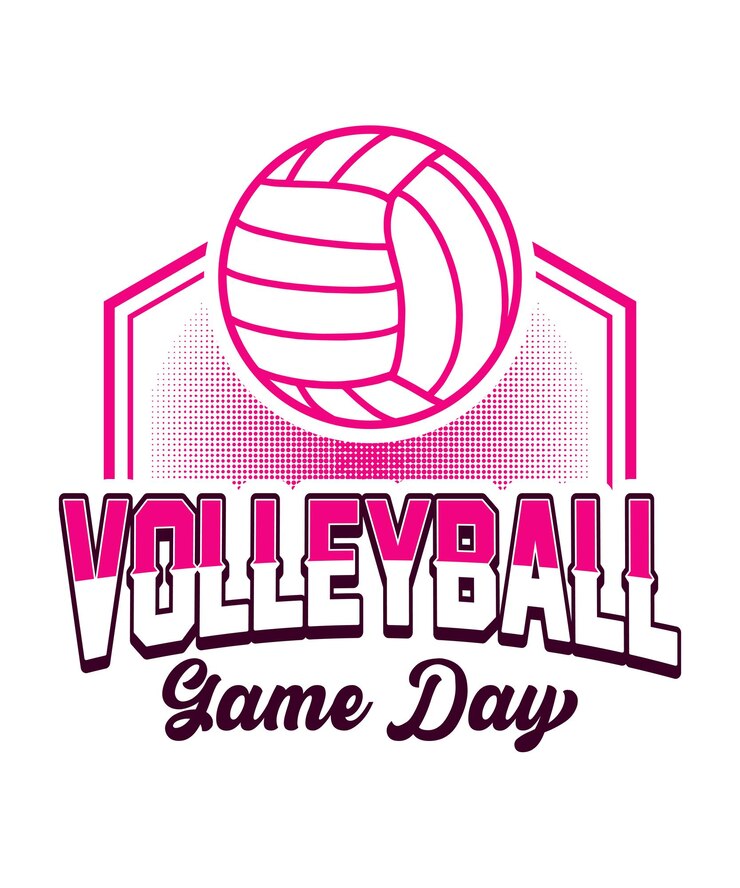 Diseño gráfico de voleibol con esquema de voleibal y texto del día del juego de voleibor