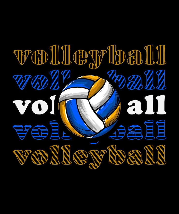 Diseño Gráfico de Voleibol con Texto y Vector de Volleibol